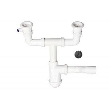 HYDROLAND SYFON ZLEWU Z ODPŁYWEM NA PRALKĘ PODWÓJNY