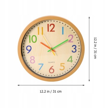 12-calowy cichy kolorowy zegar ścienny dla dzieci