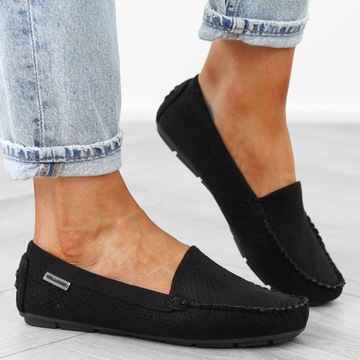 Черные женские ажурные замшевые лоферы НН700, размер 37