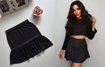 PIĘKNA SPÓDNICZKA MINI na GUMCE w KWIATY z FALBANKĄ na DOLE S/M