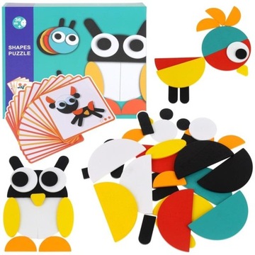 Puzzle Układanka Drewniane Klocki Zabawka Drewniana Gra Mozaika Logiczna