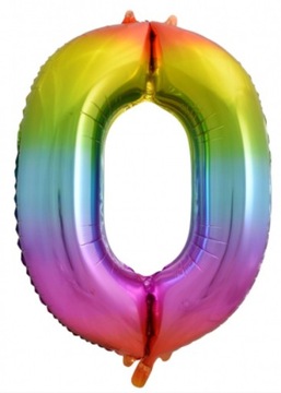 Balon foliowy B&C Cyfra 0 , tęczowa, 85 cm