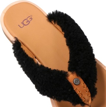 UGG japonki skóra futro czarne r. 36