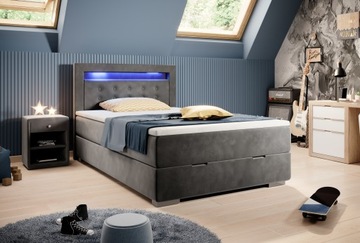 ŁÓŻKO KONTYNENTALNE 120/200 + POJEMNIK,USB,LED