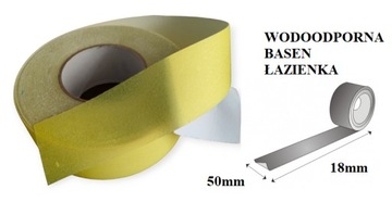 TAŚMA ANTYPOŚLIZGOWA BASENOWA JACHTOWA AQUA 50mm/18m ŻÓŁTA
