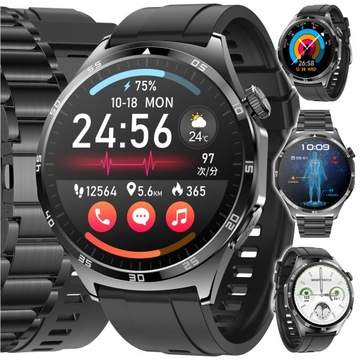 SMARTWATCH ZEGAREK MĘSKI POL MENU EKG GLUKOZA CIŚNIENIE POŁĄCZENIA AMOLED