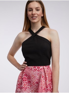 Różowo-czarna damska sukienka w kwiaty ORSAY