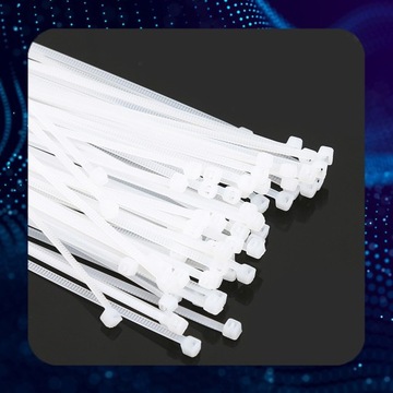 ОЧЕНЬ ПРОЧНЫЕ ЗАЖИМЫ 2,6х200мм 100 ШТ белые КАБЕЛЬНЫЕ СВЯЗКИ