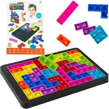ZABAWKA BĄBELKI TETRIS POP IT UKŁADANKA LOGICZNA GUMOWE KLOCKI PUZZLE 3W1