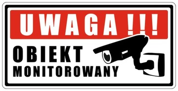 Naklejka UWAGA Obiekt monitorowany 10x20