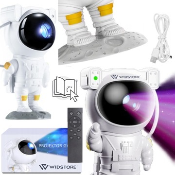 Projektor Gwiazd Astronauta Nowa wersja 2.0 WIDSTORE Lampka Nocna + Gratis
