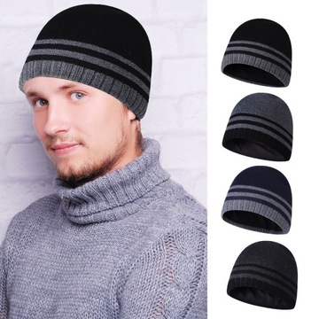Czapki Knitted Striped Protection Hat