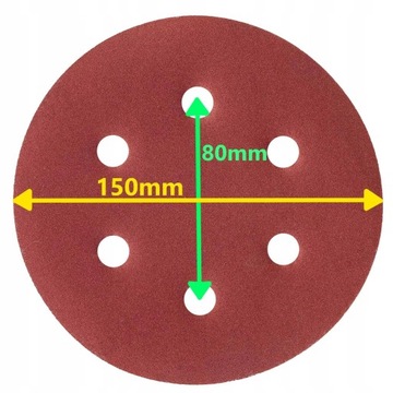 25шт наждачная бумага 150мм P80 диск на липучке для дрели-шлифовальной машины