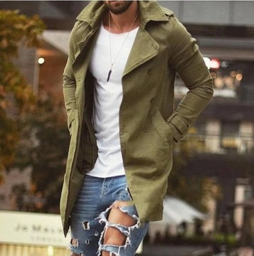 Men's Coat Mid Length Slim Fit Plus Size Windbreak