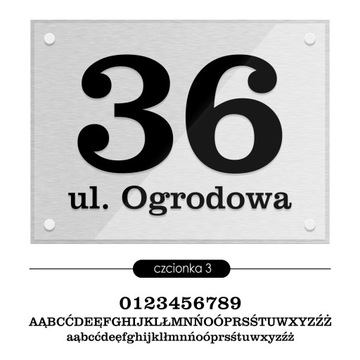 Tablica adresowa adres 3D numer na dom 40x30 szczotkowane aluminium