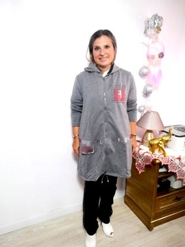 Wikiland 46 3XL Szara bluza Cyrkonie