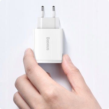 SZYBKA ŁADOWARKA UNIWERSALNA 2x USB/USB-C MOCNA 30W ZASILACZ 3A BASEUS