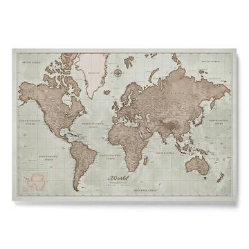 Mapa Korkowa Świata w języku Angielskim Jasna 120x80cm