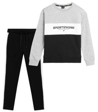 Dres chłopięcy 4F, bluza nierozpinana, spodnie dresowe czarne 146