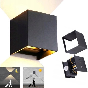 LAMPA KINKIET OGRODOWY ELEWACYJNA LED LAMPKA Z CZUJNIKIEM RUCHU IP65 9W