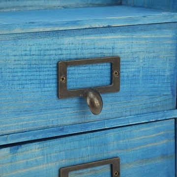 Деревянный органайзер для косметики, синий ретро-дизайн, 3 слоя, большой