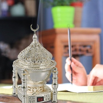 Электрический арабский диффузор для благовоний, аксессуары, металлическое серебро