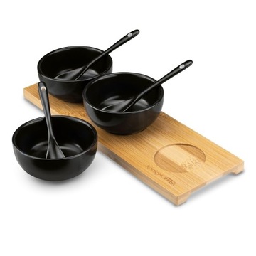 НАБОР ИЗ 3 ЧЕРНЫХ ФАРФОРОВЫХ ЧАШОК для СОУСОВ, ДИПОВ