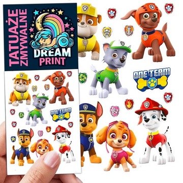 TATUAŻE DLA DZIECI ZMYWALNE TYMCZASOWE PSI PATROL