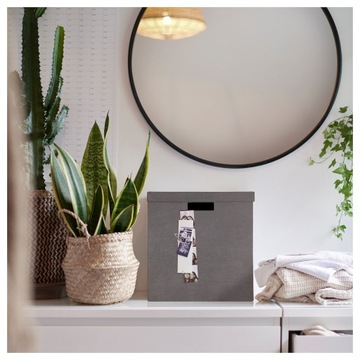 IKEA GJATTA pojemnik z pokrywką, aksamit szary, 32x35x32 cm, wkład kallax