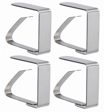 KLIPSY STALOWE UCHWYTY KLAMRY OBRUSU STOŁU 4szt