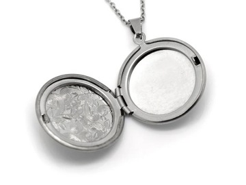 Серебряное круглое колье с открытием ГРАВИРОВКА, секретарская шкатулка, хирургическая сталь