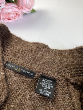 Sweter kardigan brązowy krótki wełna alpaka PRESWICK & MOORE r. L Petite