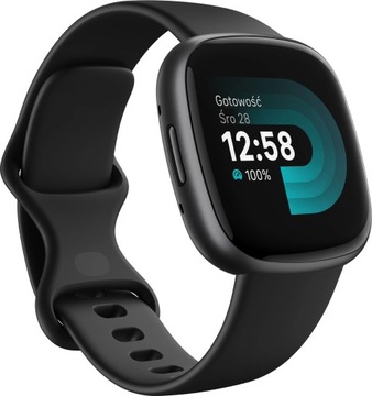 Умные часы Fitbit versa 4, графитовый корпус, черный силиконовый ремешок
