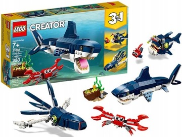 Klocki Creator 31088 Morskie stworzenia LEGO 3 w 1 rekin krab kałamarnica