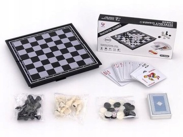 Adar Szachy Warcaby Magnetyczne Karty 3W1