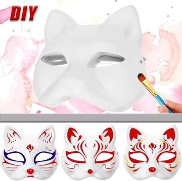 10× Maska na twarz dla kota Therian Halloween Maska Kota do malowania DIY