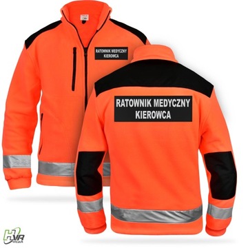 Odblaskowa kurtka polarowa + emblematy na rzep RATOWNIK MEDYCZNY KIEROWCA