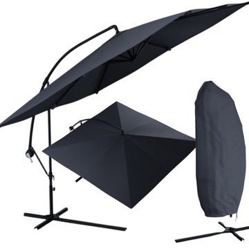 Parasol ogrodowy kwadratowy na wysięgniku wodoodporny, 2,5x2,5m + Pokrowiec