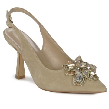 Alma En Pena Półbuty damskie czółenka Suede Sand V240261SU beżowe r.39