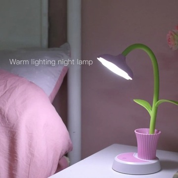 2 In 1 USB Chargeable LED Sun Flower Desk Lamp with Pen Holder Children