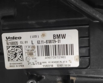 BMW 3 F34 GT LCI FACELIFT SVĚTLO LEVÝ ADAPTIVNÍ LED EU