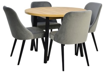 Okrągły stół 100 cm LAMINAT + 4 krzesła GREY