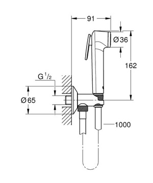 ТРУБКА БИДЕ С ПОДКЛЮЧЕНИЕМ GROHE TEMPESTA-F