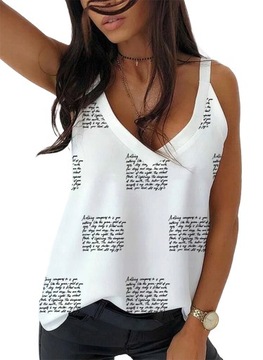 Bluzka Na Ramiączkach Z Nadrukiem Tekstowym Biały / L-XL