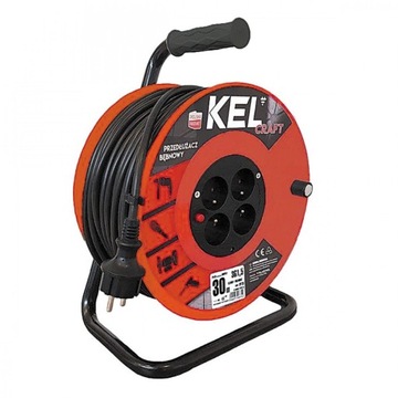 Przedłużacz bębnowy 3x1,5 KEL 30 m 4 szt. gniazd czarny W-97055