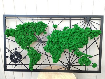 Mapa z mchem chrobotkiem 100cm MECH CHROBOTEK żywy obraz AŻUROWY SOLIDNA