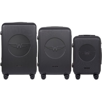 Zestaw/komplet 3 walizek ABS Wings SWALLOW: L, M, S, DARK GREY/CIEMNO SZARE