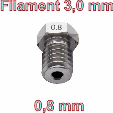 dysza drukarki 3D, 0,8mm. filament 3,0mm. - stal