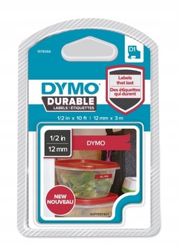 TAŚMA ORYGINAŁ DYMO D1 12mm 3M White on Red 1978366
