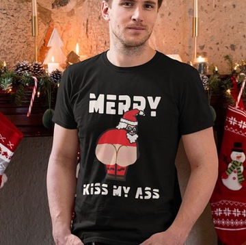 KOSZULKA ŚWIĄTECZNA MERRY KISS MY ASS